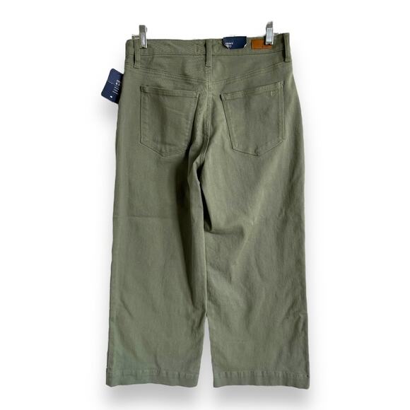 Crown & Ivy Womens Crop Jeans Sz 4R 4 Wide Leg Army Olive Green Denim NEW - Picture 4 of 6